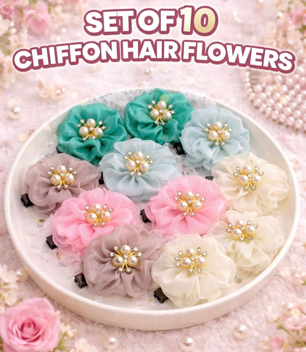 Elegant Flower Pearl Hair Clips for Girls & Women (Multicolor)