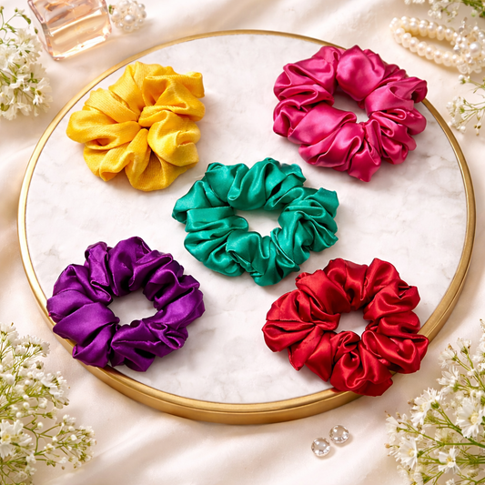 ORIVA Satin Scrunchies – Premium Hair Accessories (Pack of 5)