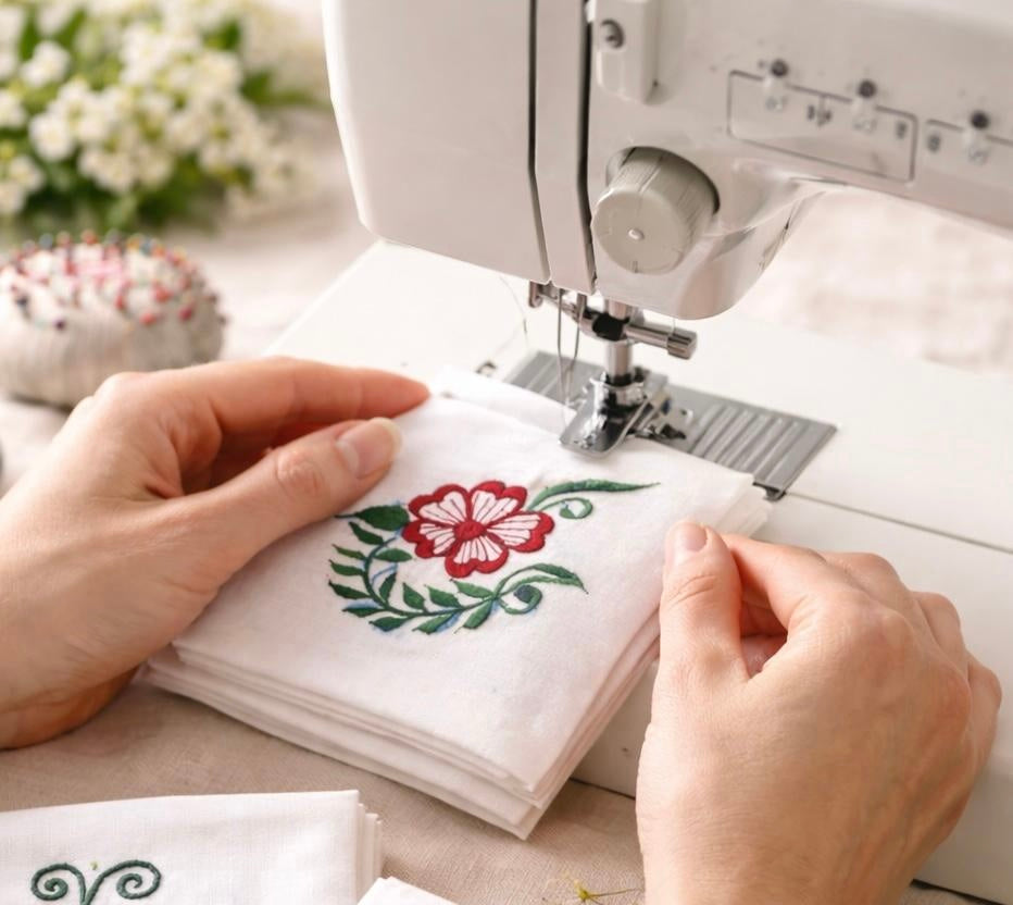 Oriva Premium Embroidered Cotton Handkerchief Set (Pack of 4)